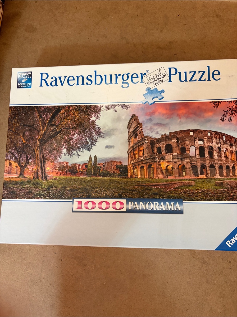 🧩 1000 piece Ravensburger Panorama “Sunset Colosseum”. Complete.
